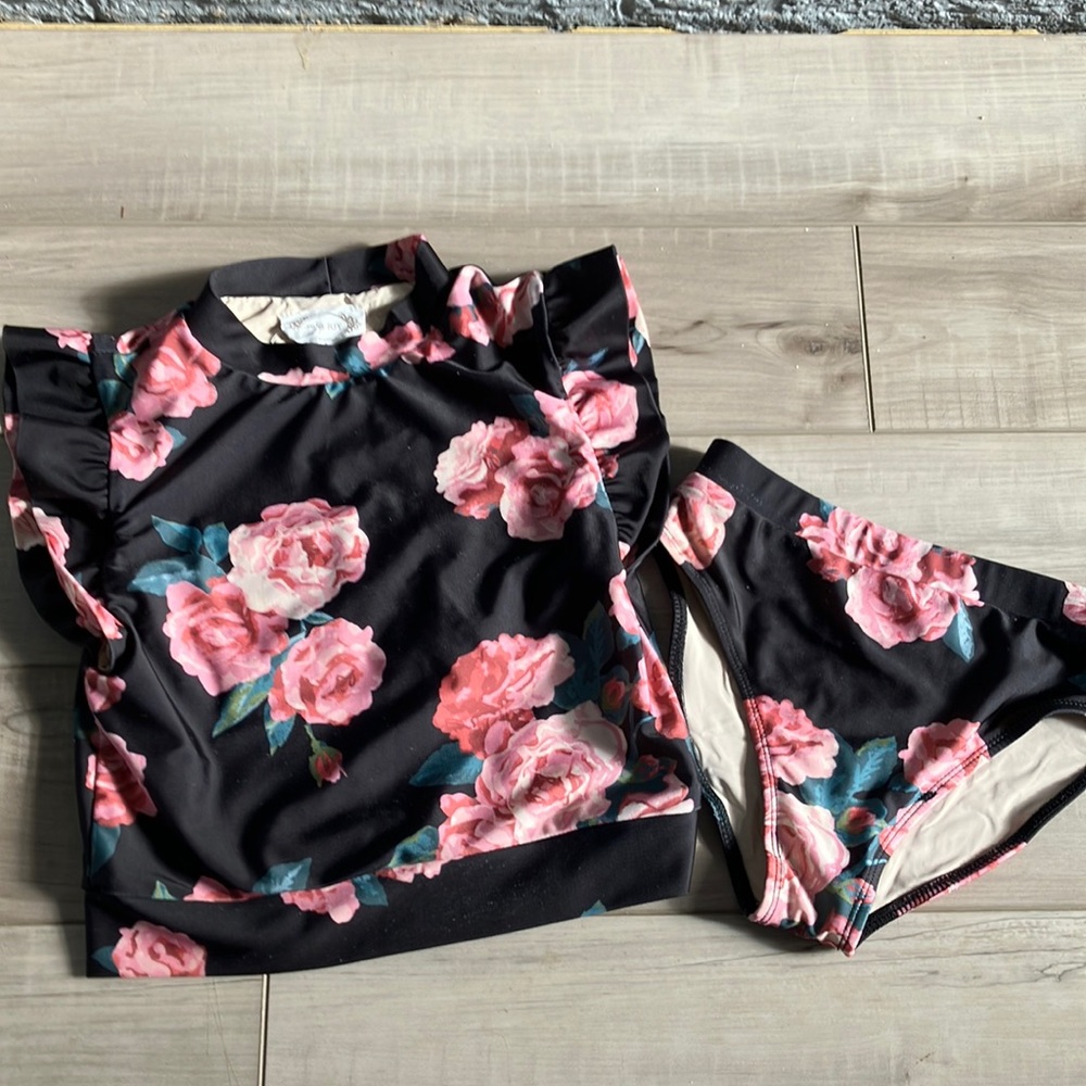 Joyfolie ruffled floral two piece swimsuit